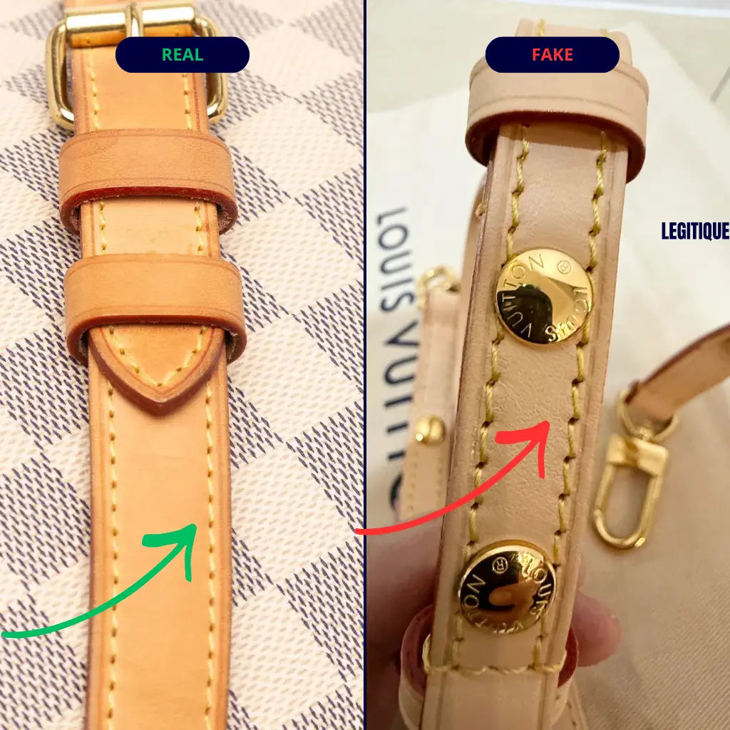 Louis Vuitton strap saddle stitching real vs fake